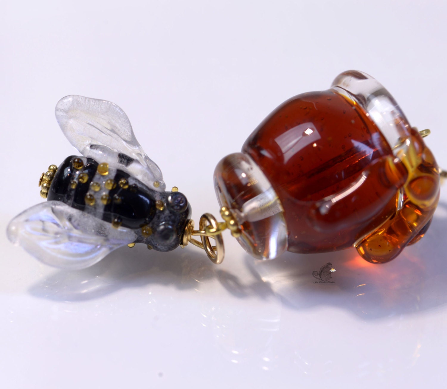 Honey Pot And Bee Charm Handmade Pendant Bubmle Bee Charm