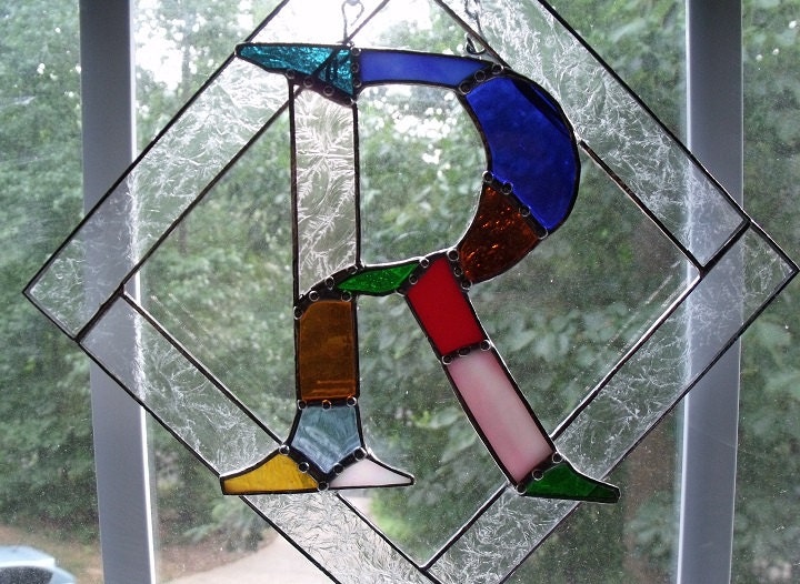 Initial R Stained Glass Monogram By Jpglass On Etsy