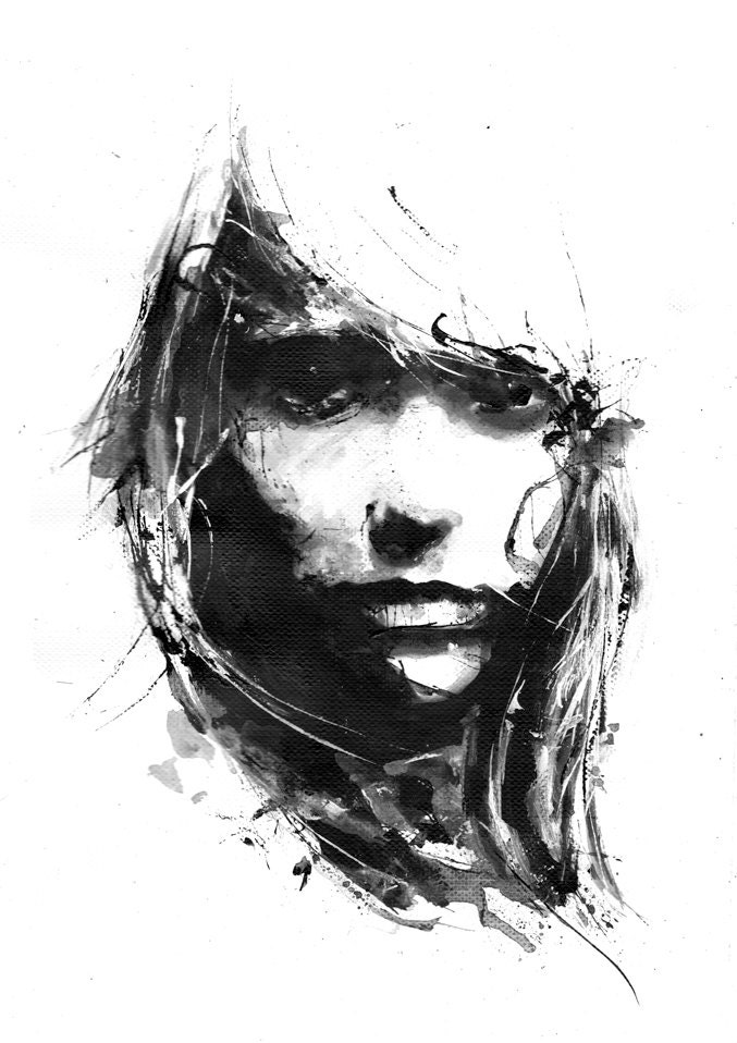 Negative Space Black And White Art Girl Face by BlackraptorArt