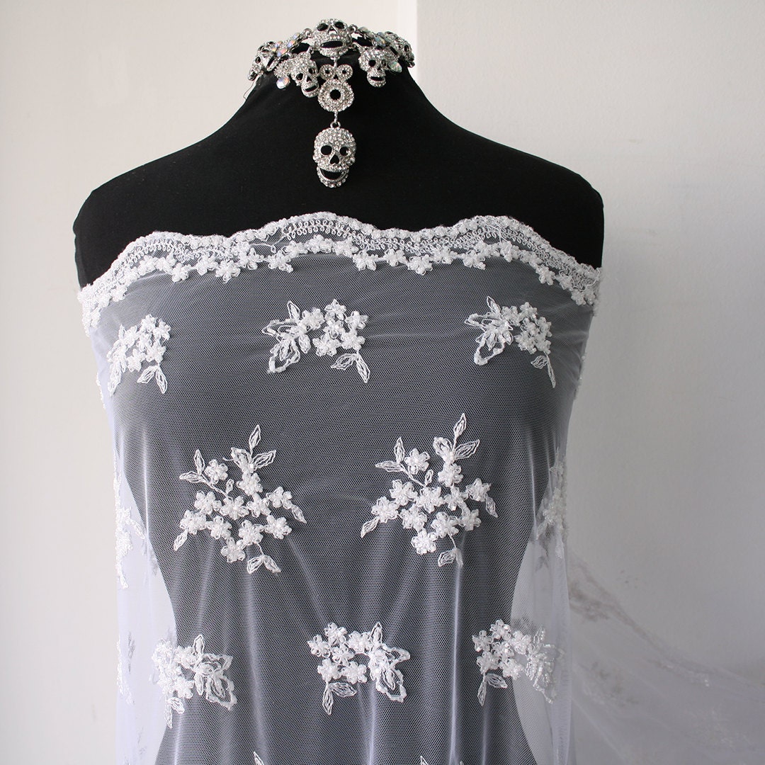 Beige Skin Color Nude Bridal Beaded Lace Fabric Beaded Tulle