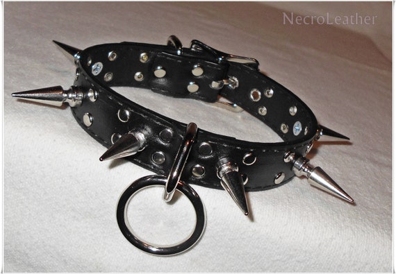 Spiked Faux Leather Bdsm Collar Punk Vegan Spiked Collar