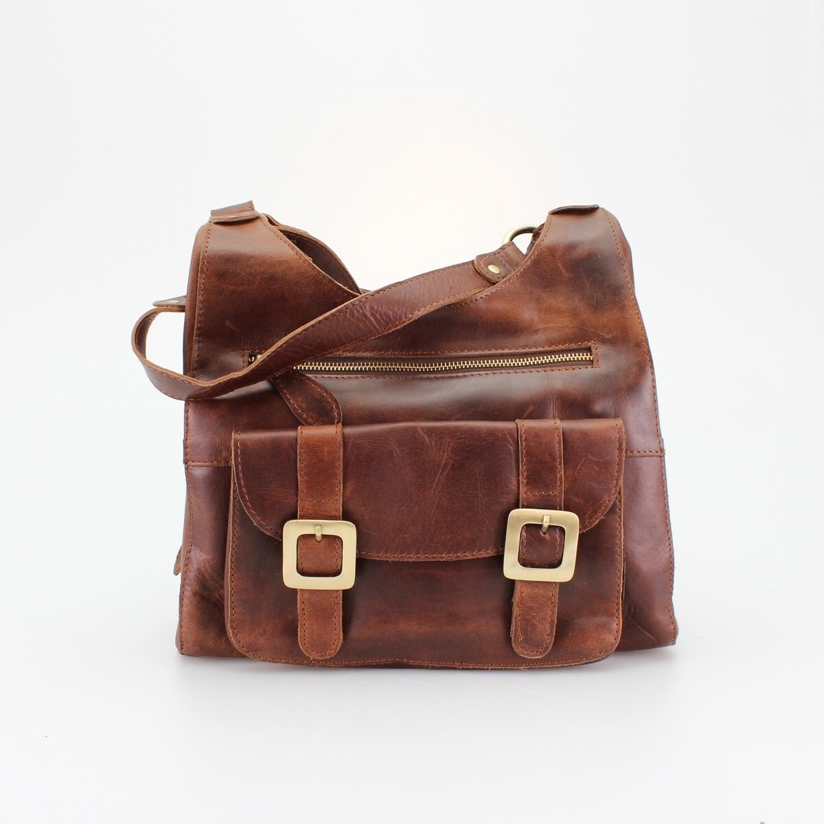 Leather Handbag Purse in Vintage Brown by TheLeatherStore on Etsy