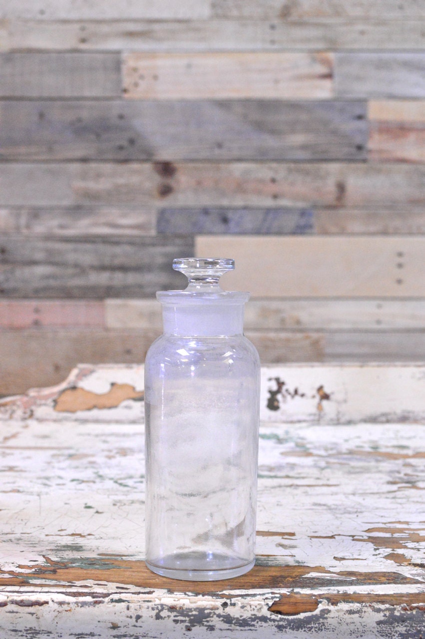 Small Vintage Apothecary Jar Glass Medical Jar by