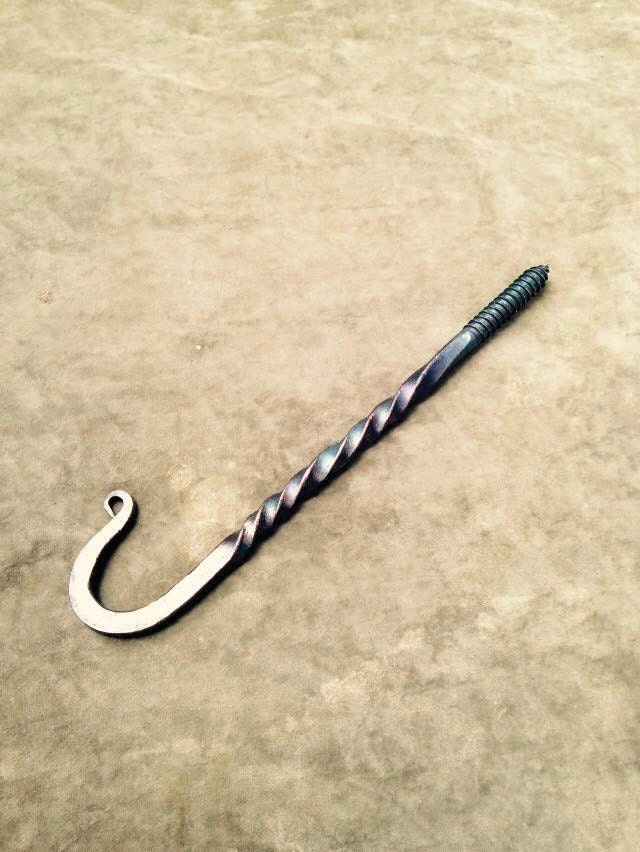 Handforged J Hook Iron J Hook Screw Lag Hook Burnt Whisker