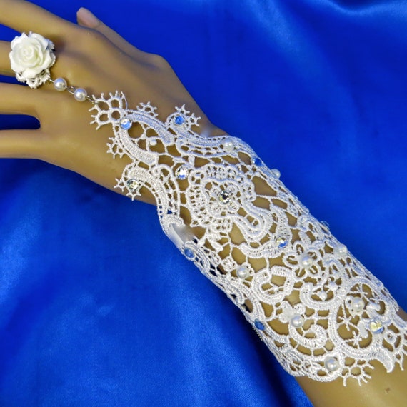 Lace Cuff Bracelet Lace Bridal Bracelet Lace Wedding Bracelet Perl