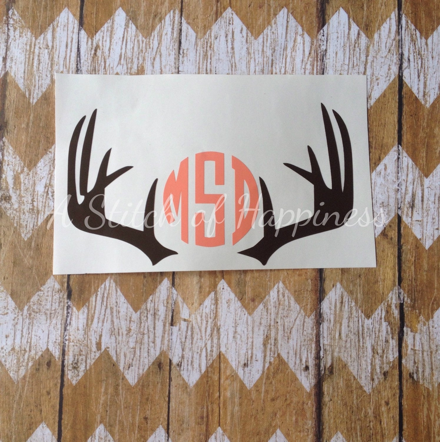 Monogram Antler Decal Deer Antler Monogram Vinyl Car Sticker