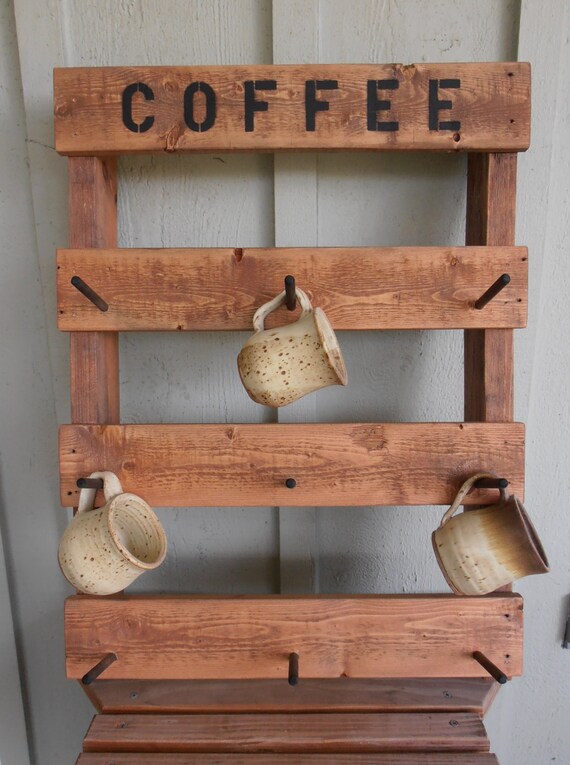 Rustic Coffee Mug Rack Made From Pallet Wood By WileWood On Etsy