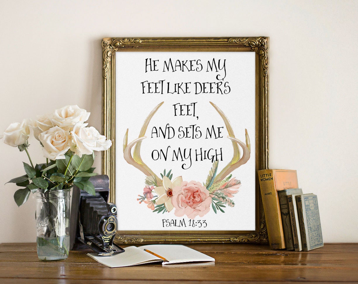 Deer Bible Verse Inspirational Quote Print Deer By Inspire4you