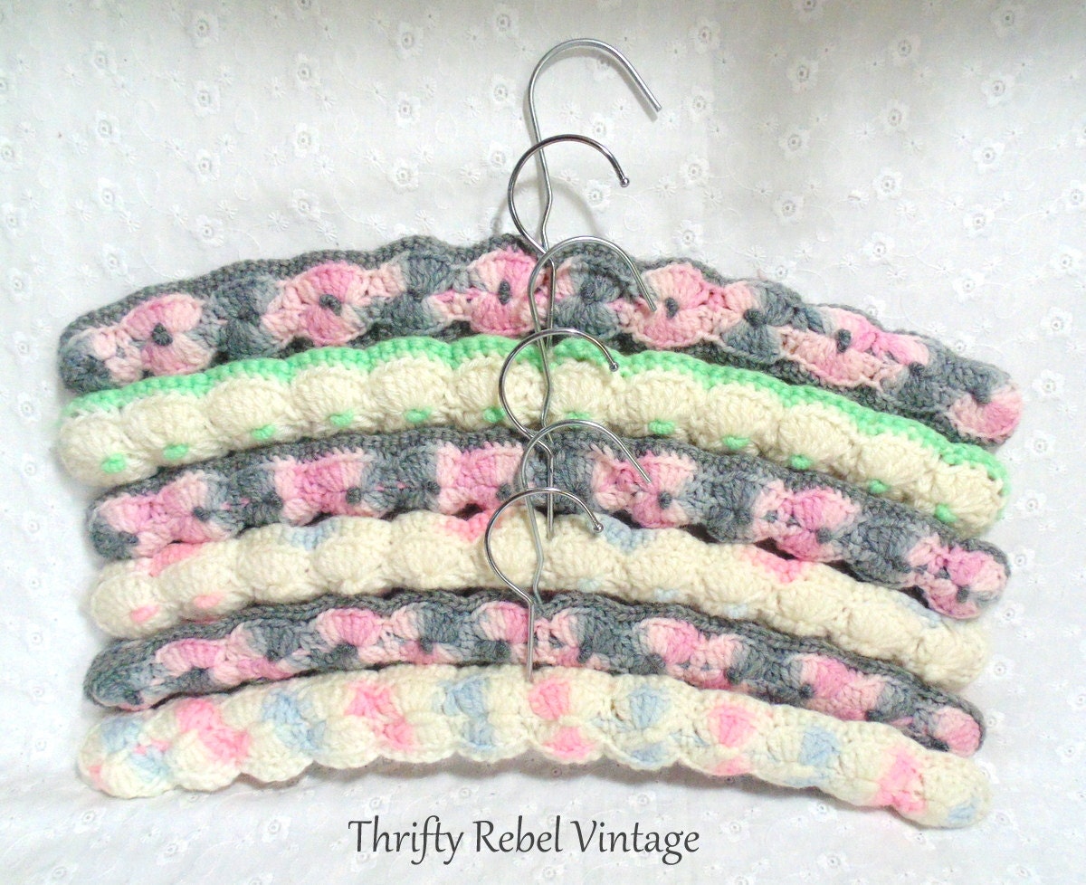 Crochet Covered Wooden Hangers Set Of Haute Juice