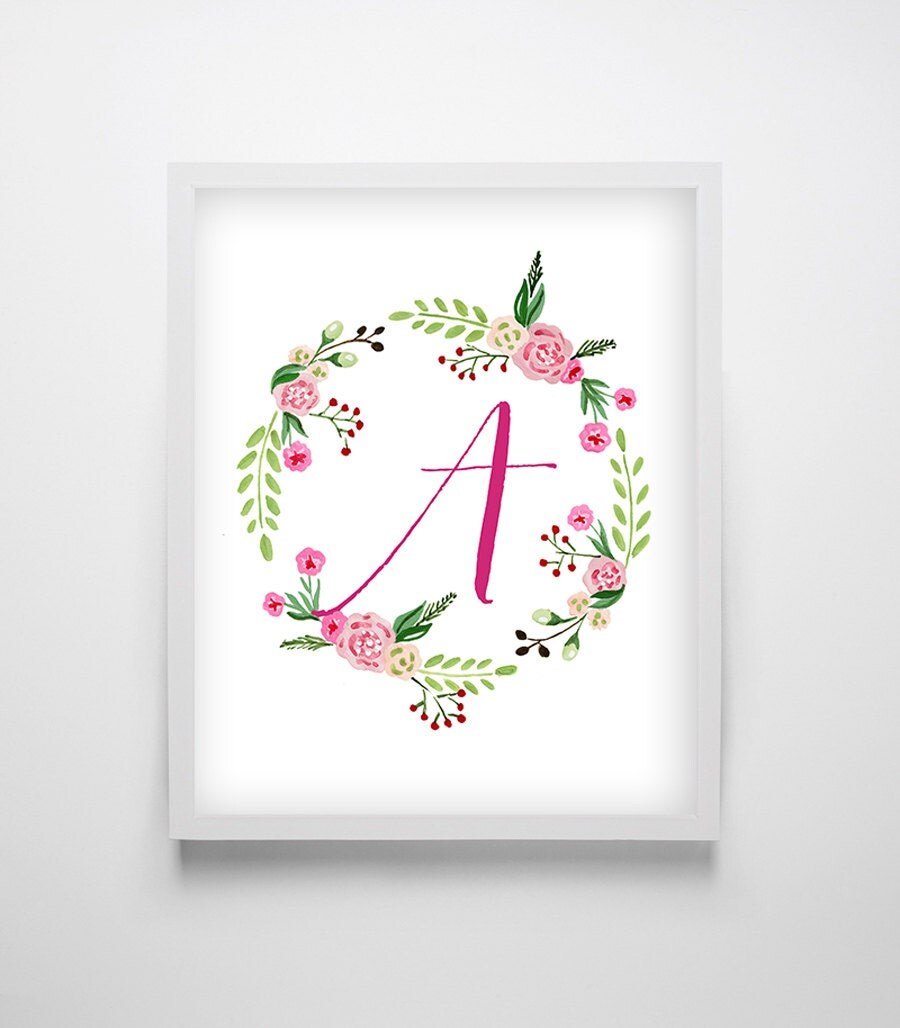 Floral Monogram Printable Monogram Letter Nursery Monogram