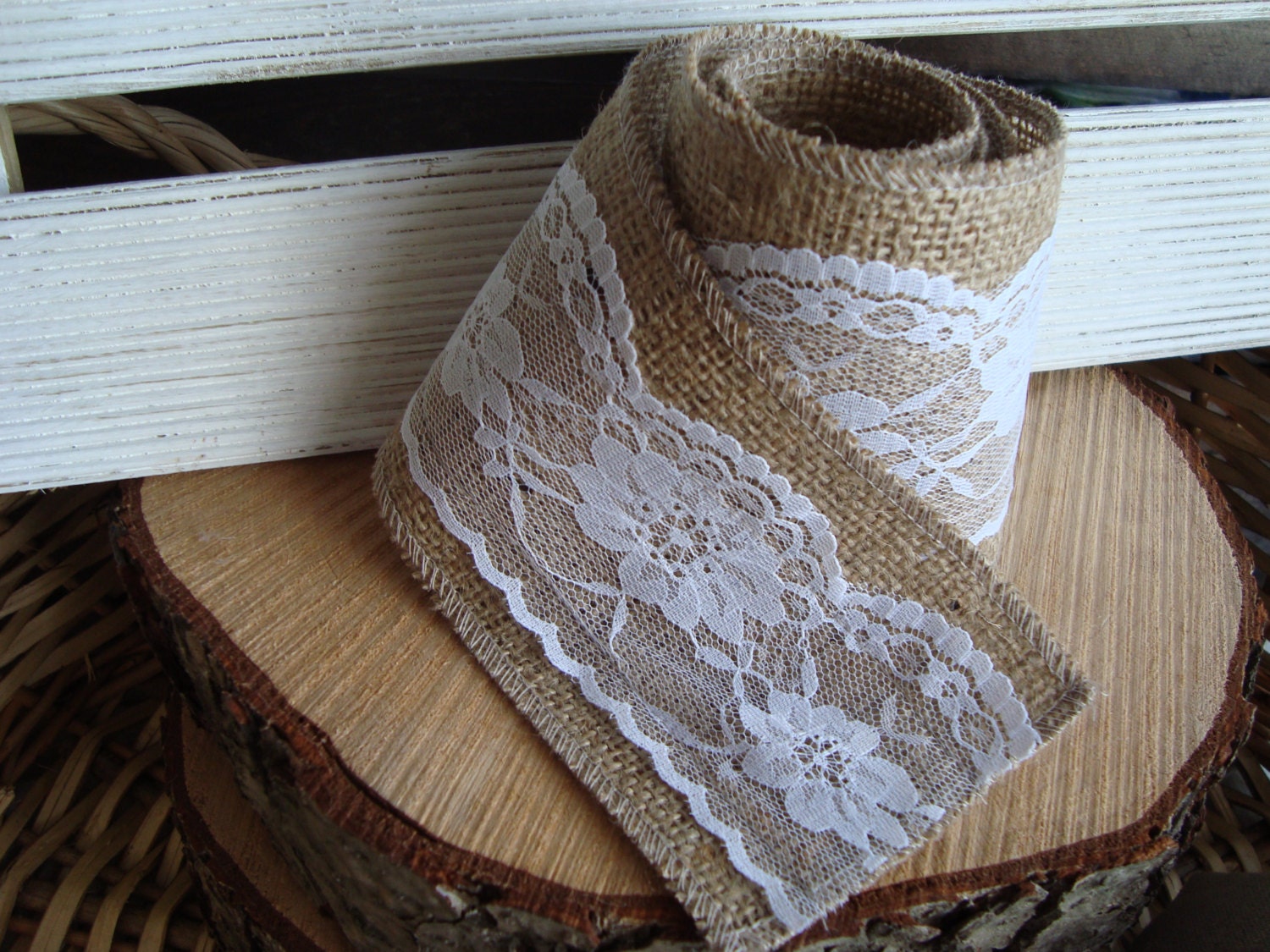 3 5 Burlap Lace Ribbon Trim Rustic Wedding Decor