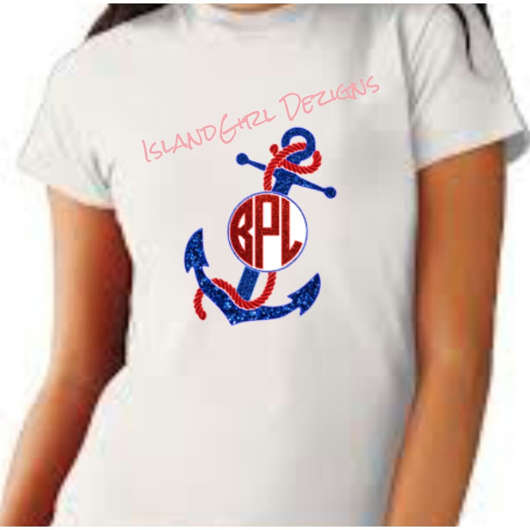 Monogram Anchor Tee Etsy