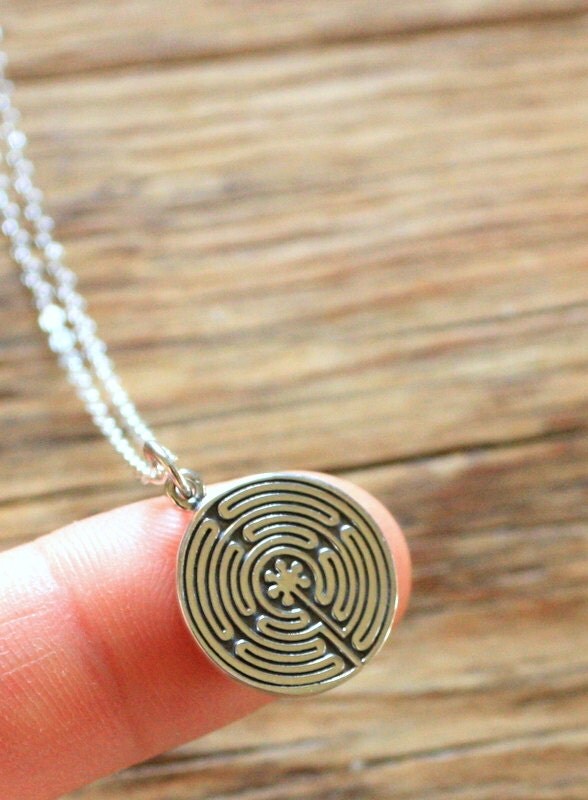 Labyrinth Charm Necklace Sterling Silver Labyrinth Necklace