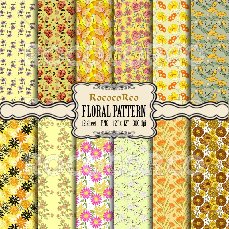 50 OFF SALE Digital Scrapbook Paper Pack Floral Fabric Prints