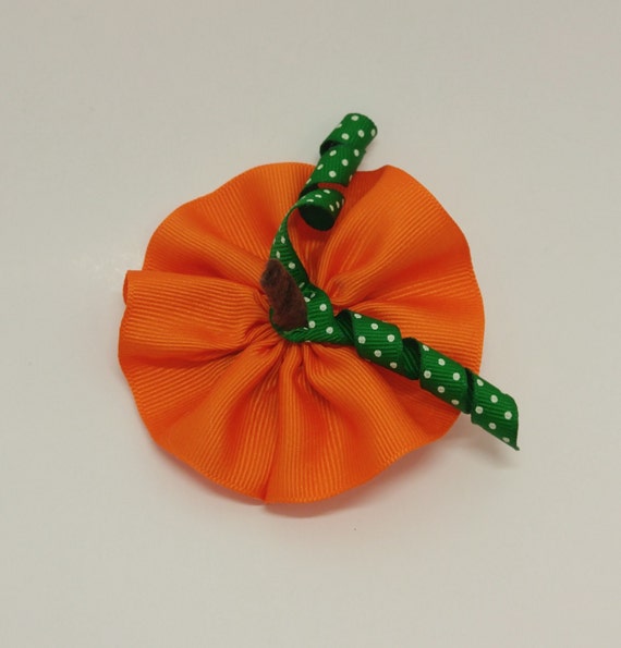 Items Similar To Handmade Ribbon Pumpkin Hair Bow On Etsy