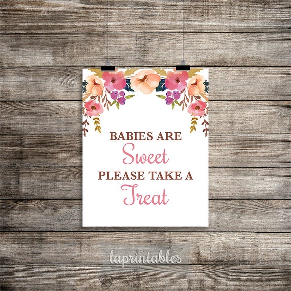 Babies Are Sweet Please Take A Treat Sign Watercolor Floral