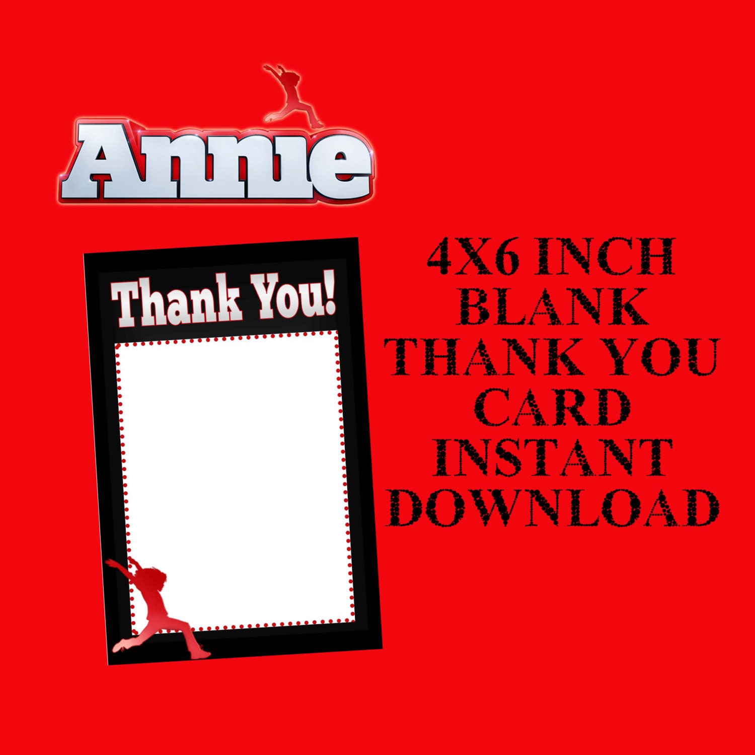 Annie X Printable Thank You Card Instant Download Annie X Printable Thank You Card Instant Download