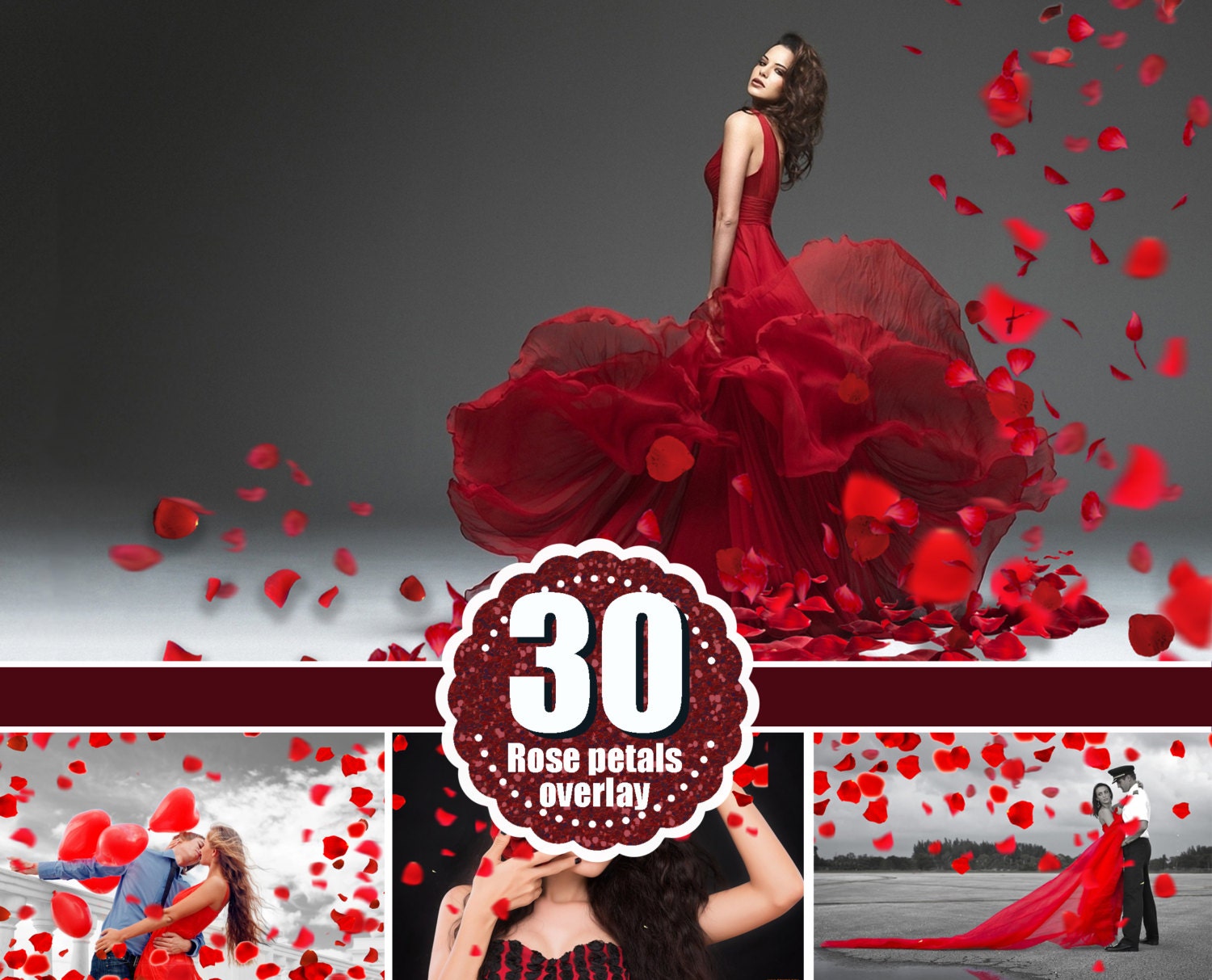 30 Falling Petals Photoshop Overlays Rose Petals Wedding St