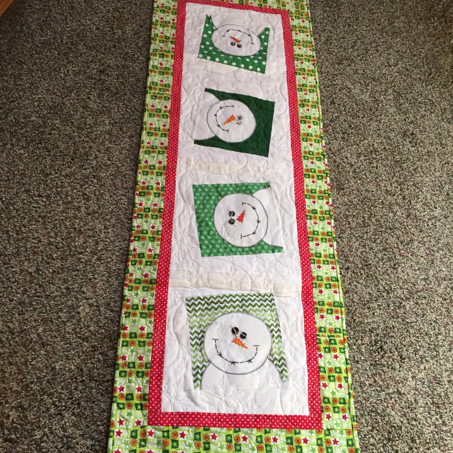 Let It Snow Snowman Quilted Table Runner X Christmas Gifts