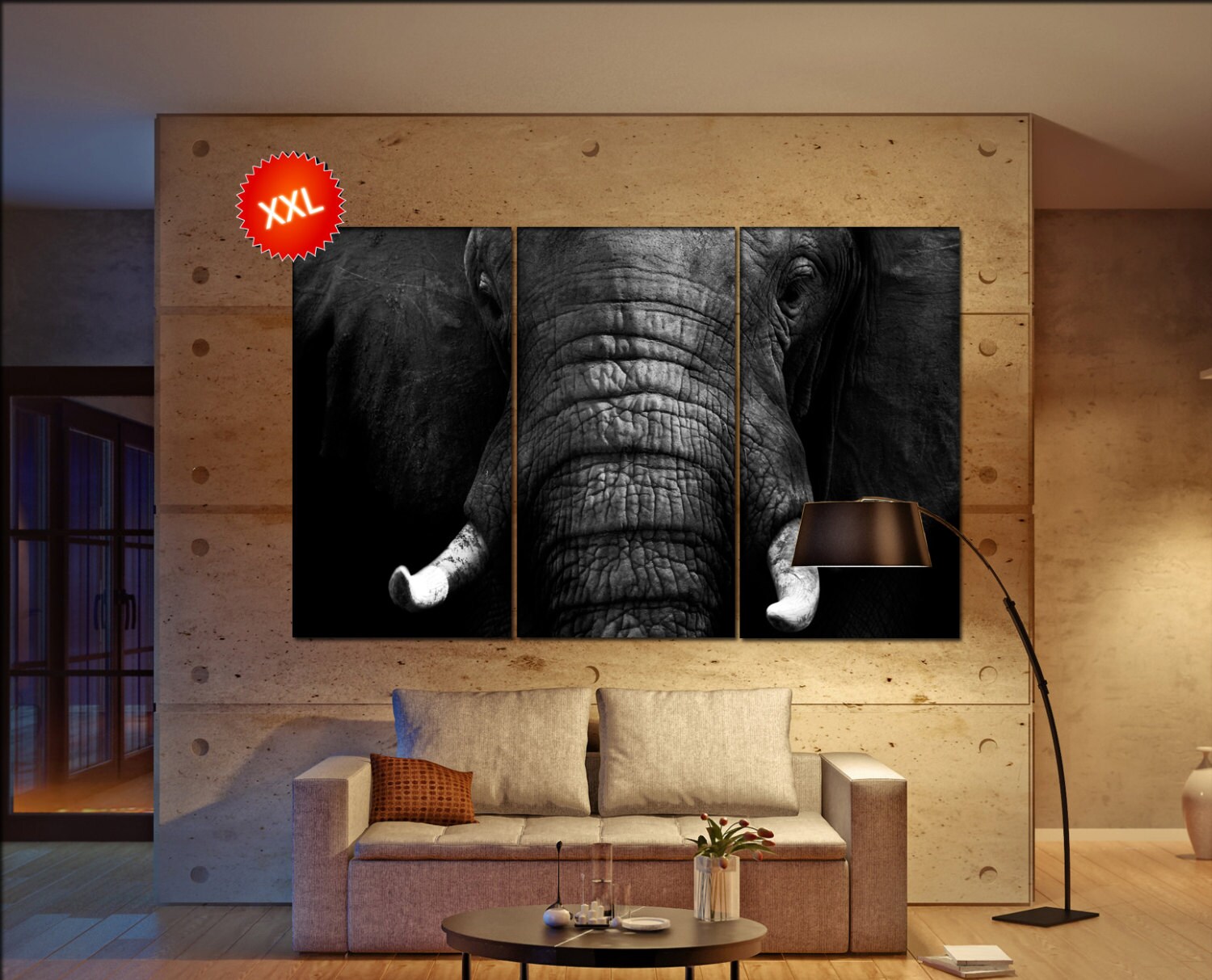 African Elephant Wall Art Print Prints On Canvas African Dark