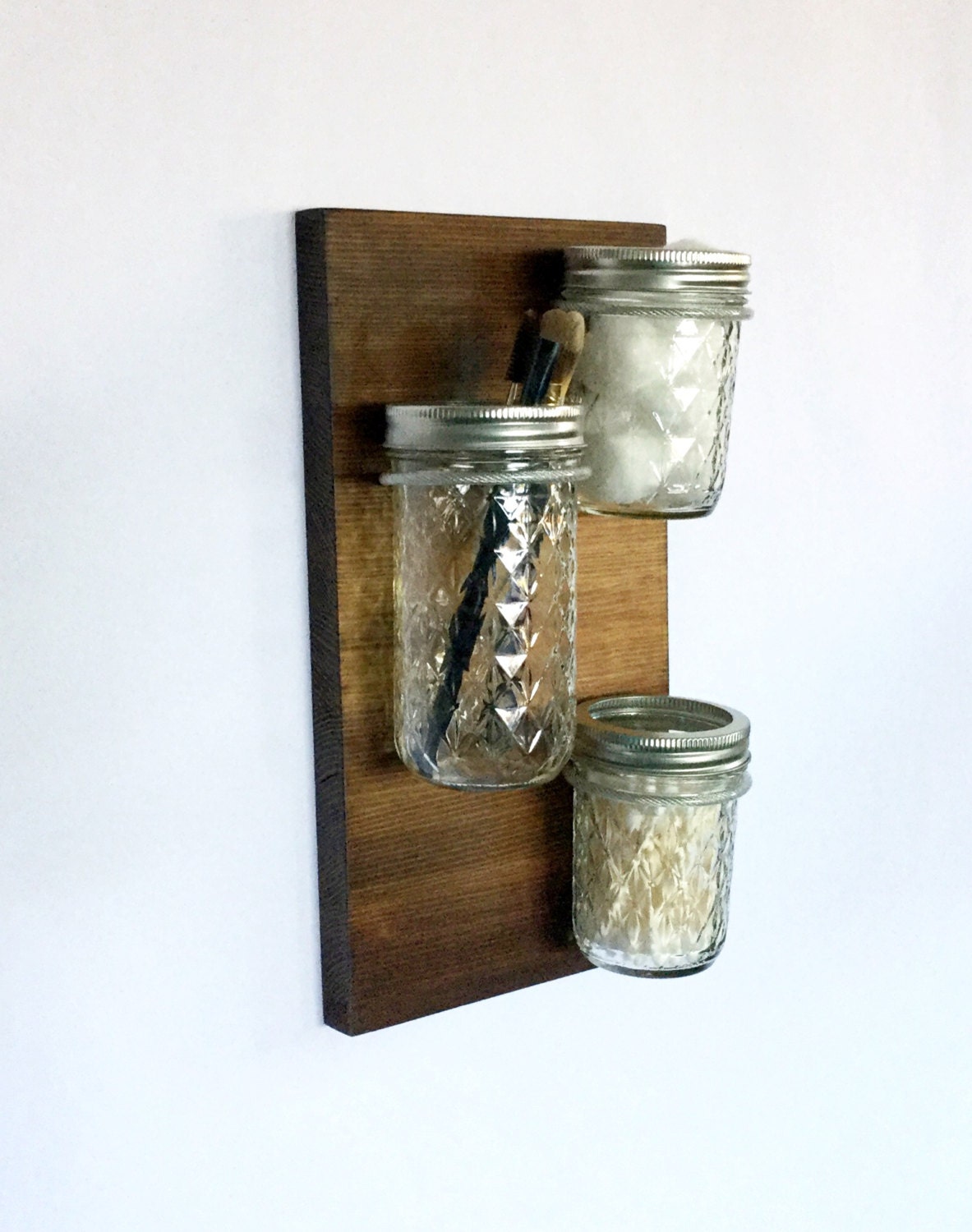 Mason Jar Wall Storage Wood Wall Decor Bathroom By WiredWood