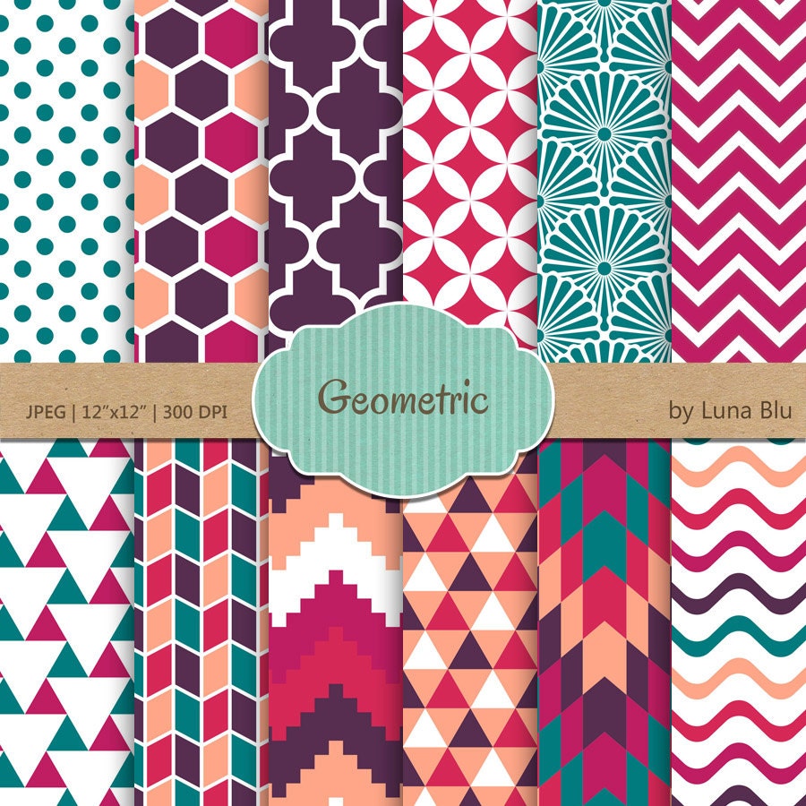 Geometric Digital Paper Pack Geometric Scrapbook