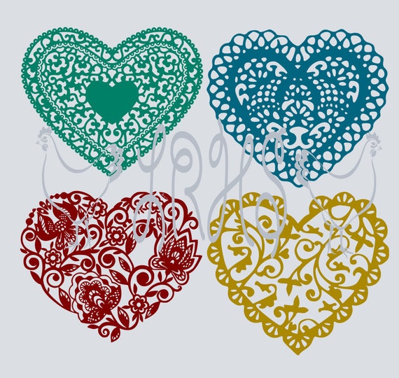 Ornamental Lace Heart Set Svg File Valentine Design Great