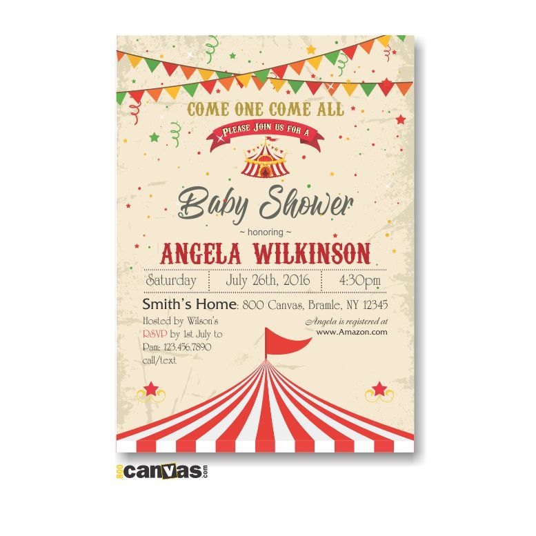 Vintage Carnival Themed Wedding Invitation Circus Themed