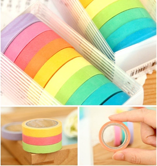 10 Colorful Mini Washi Tape Set Rainbow Washi Tape 4A 1