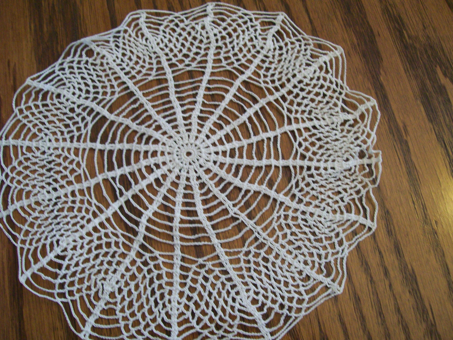 Vintage Crocheted Doily Spider Web Like Hand Stitched