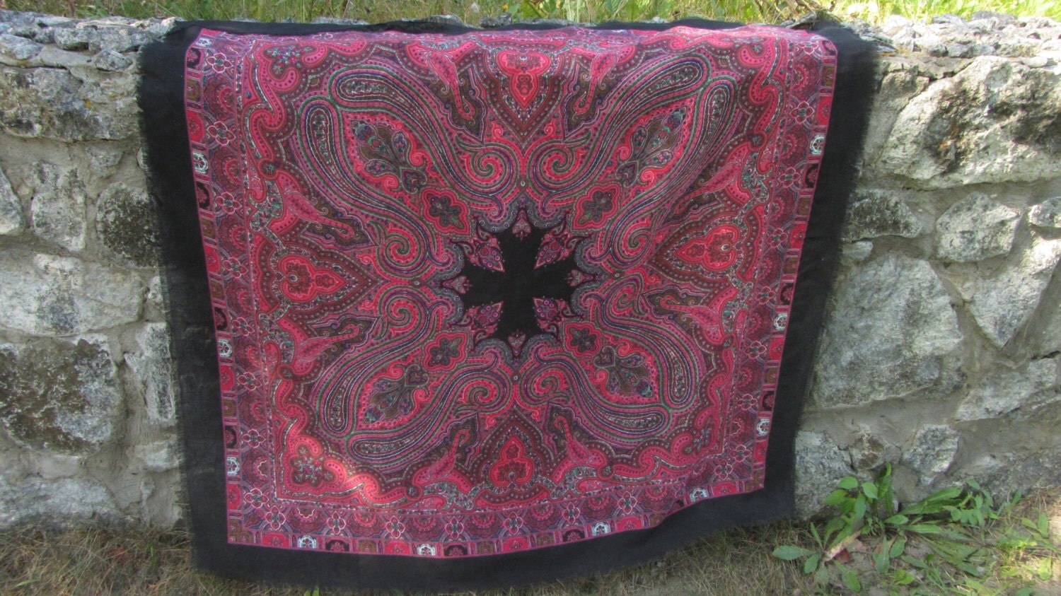 Asian Cotton Part Acrilyc Scarf Dress Accessorie, Asian Patterned Cute Floral Ab