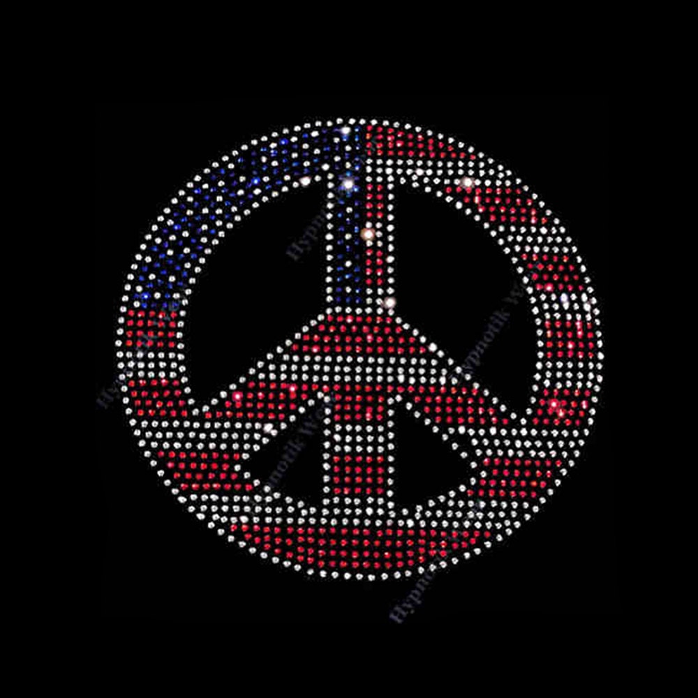 Rhinestone Transfer American Flag Peace Sign 4th