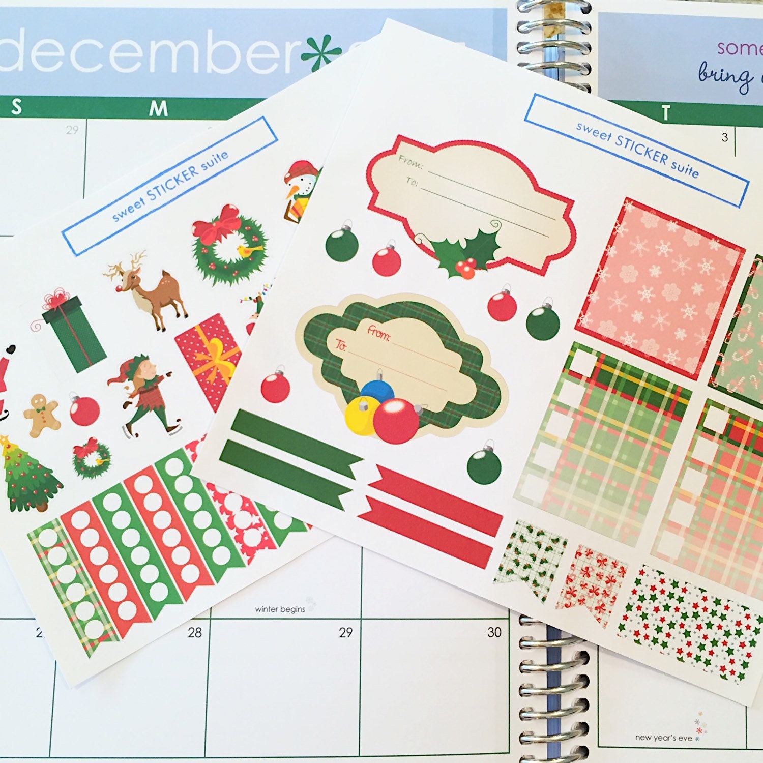 Christmas Planner Stickers Christmas Themed Sticker Set