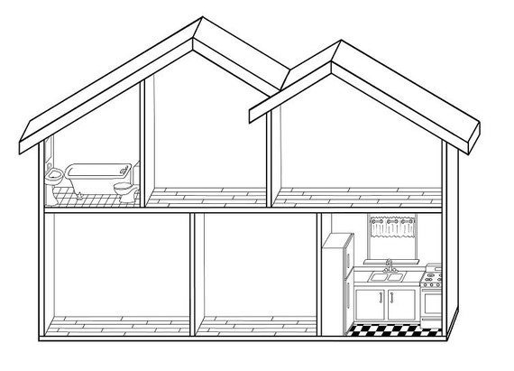 Casa De Munecas Para Colorear