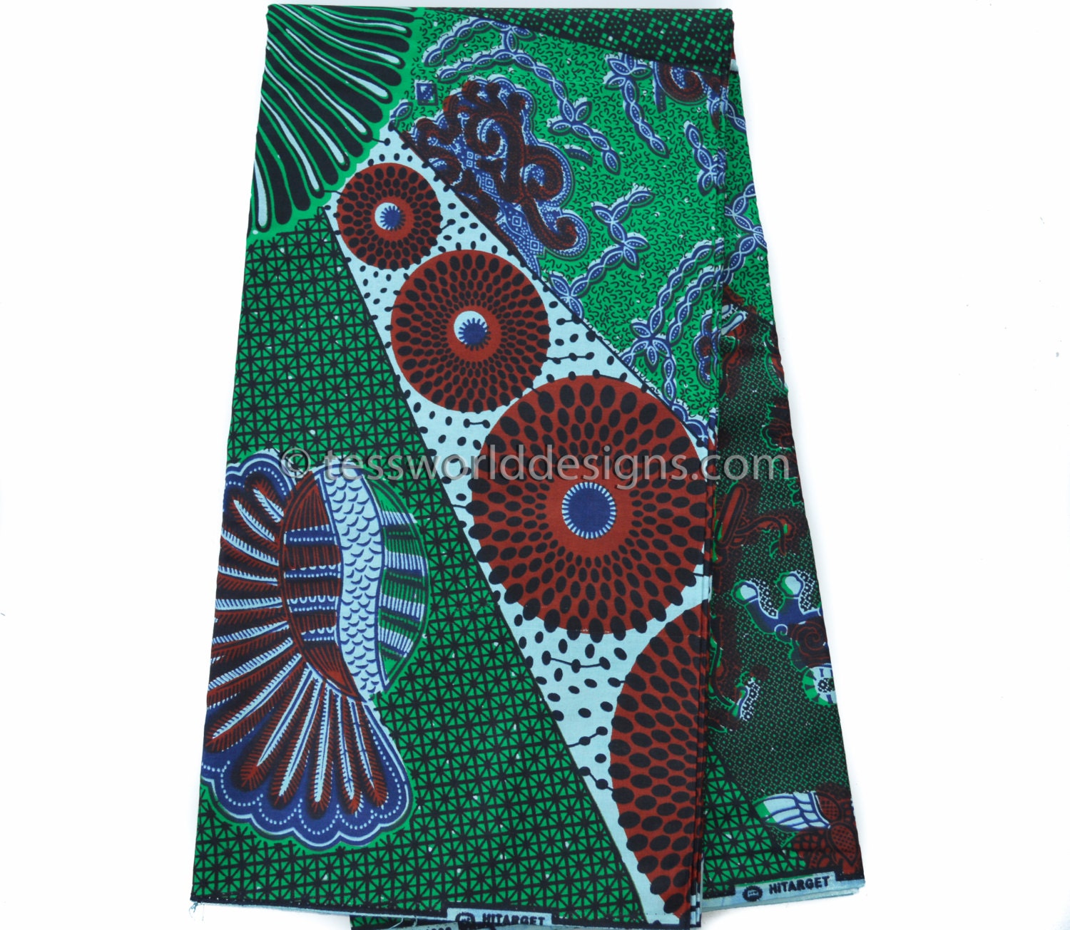 Green African Fabric By The Yard African Print Fabric For