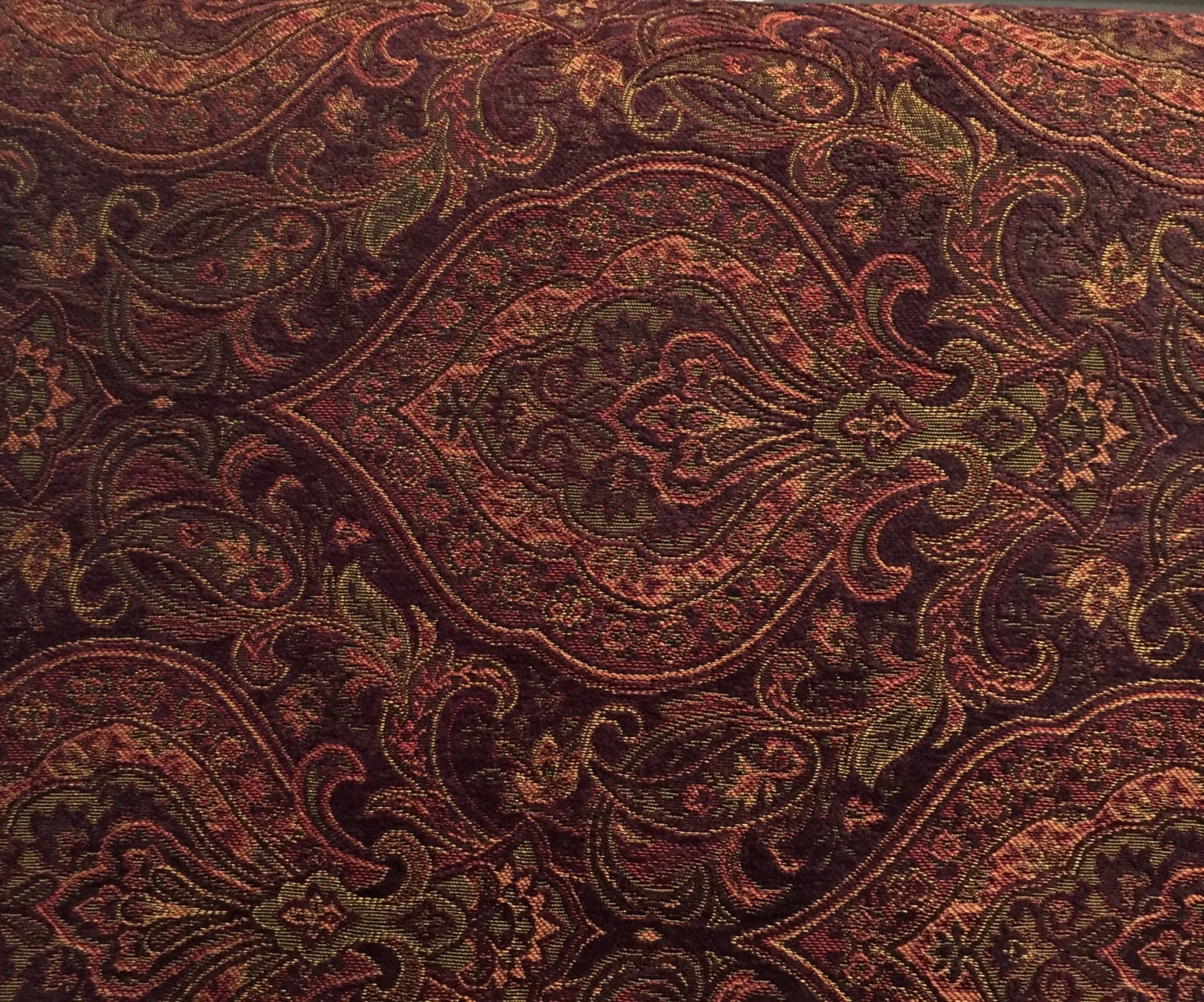 Dark Burgundy Damask Upholstery Fabric By The Yard