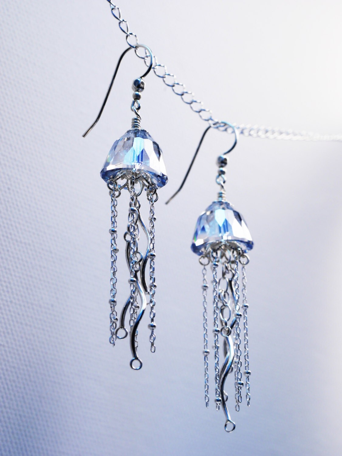 Jellyfish Earrings Cute Earrings Blue Swarovski Earrings