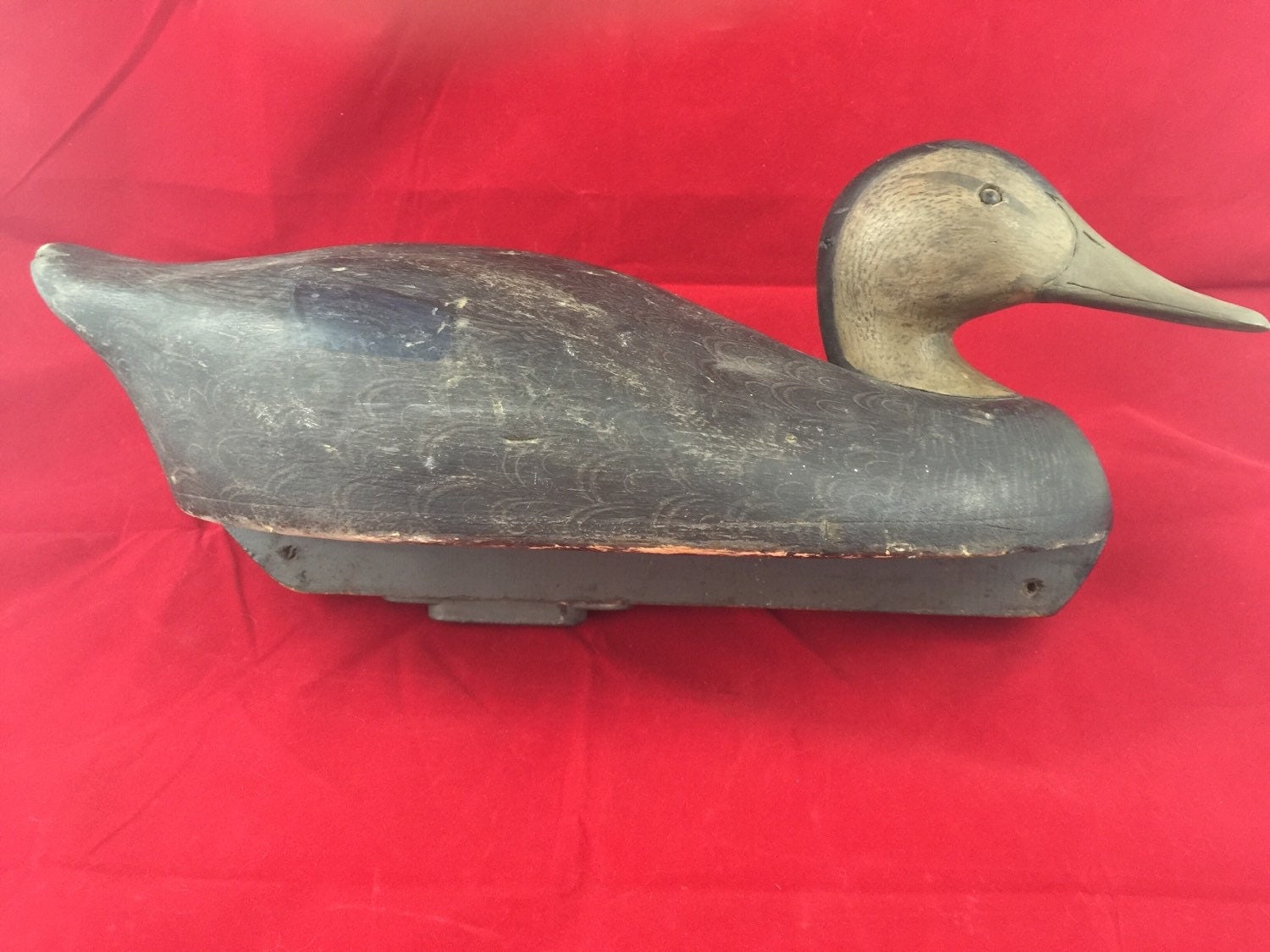 Vintage Black Duck Decoy By Ken Harris Hand Carvedoriginal