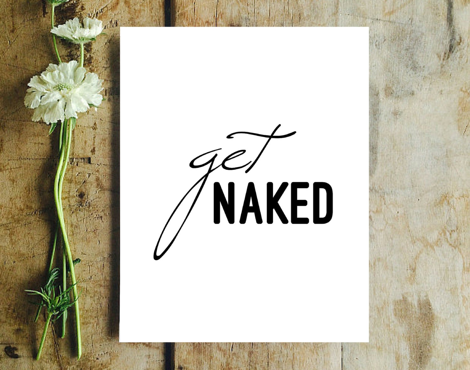 Art Print Get Naked Funny Quote Art Bathroom Wall Art