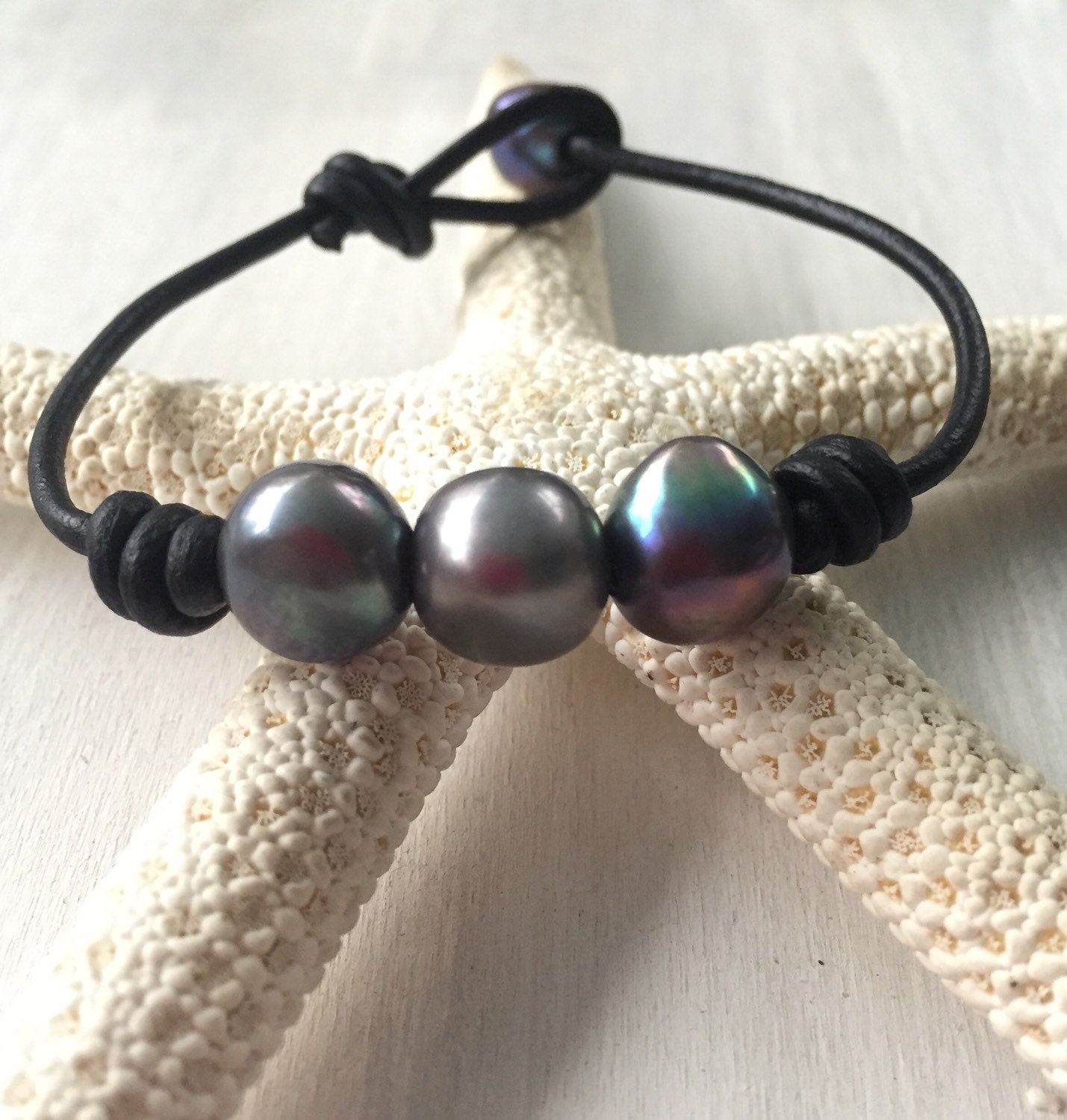 Leather Pearl Bracelet Freshwater Pearl Jewelry Pearl