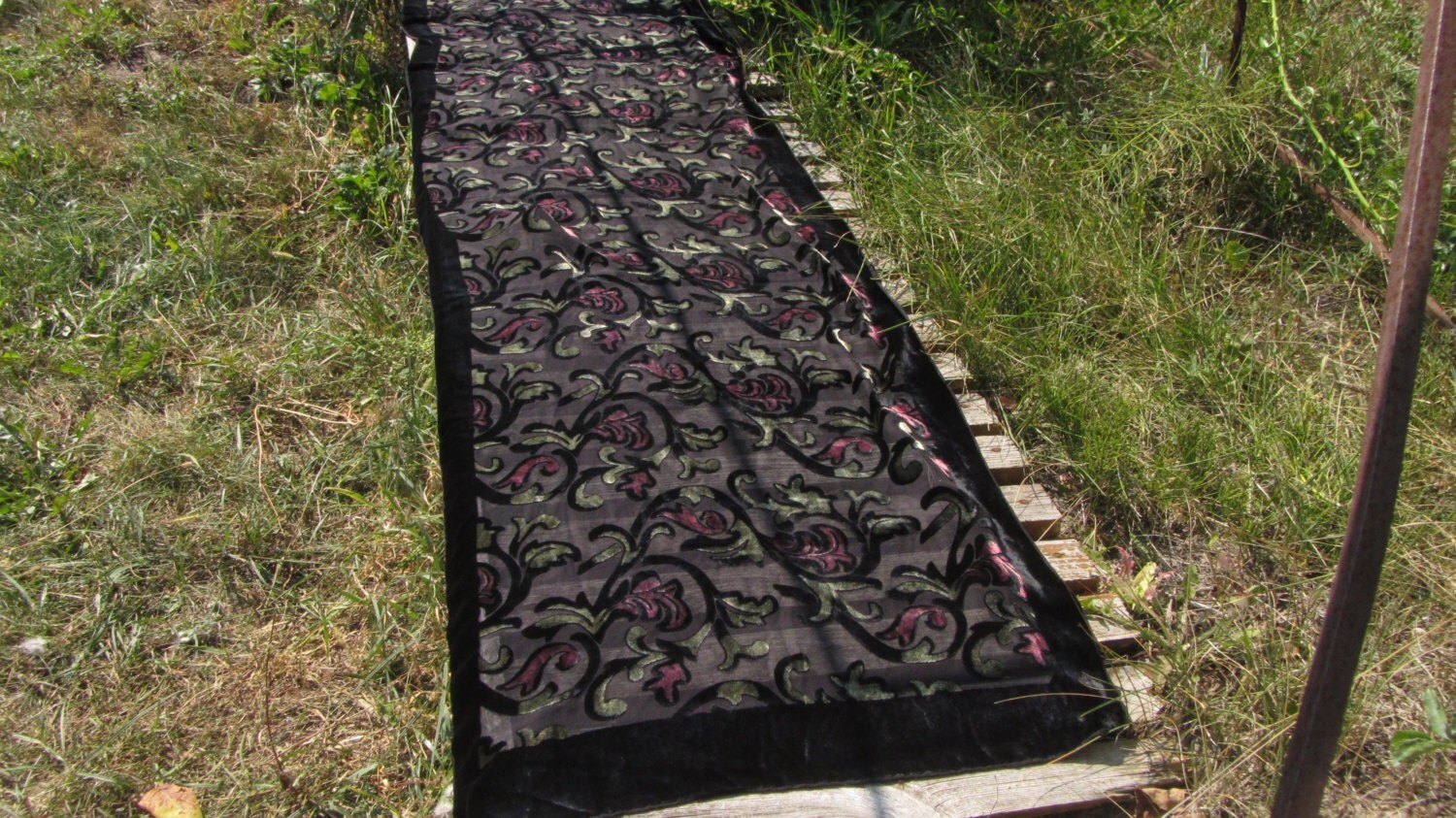 Black Dress Floral Gothic Accessorie Scarf Idea, Black Gothic Shawl, Black Long