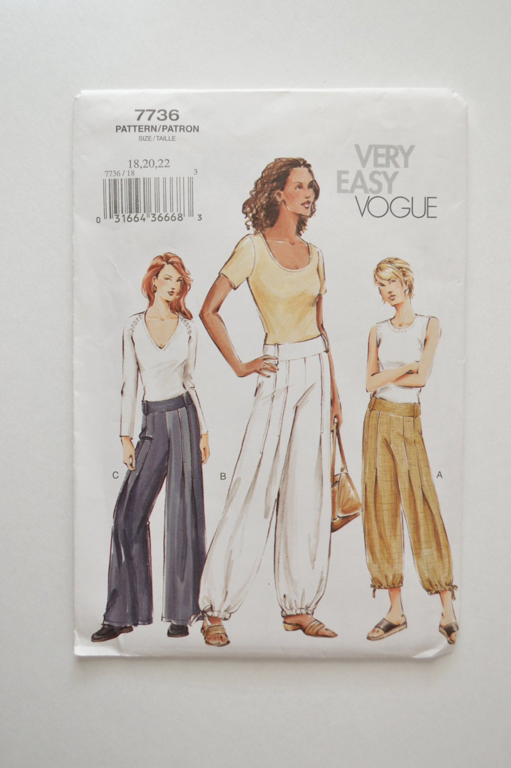 S Uncut Very Easy Vogue Sewing Pattern Wide Leg Pants