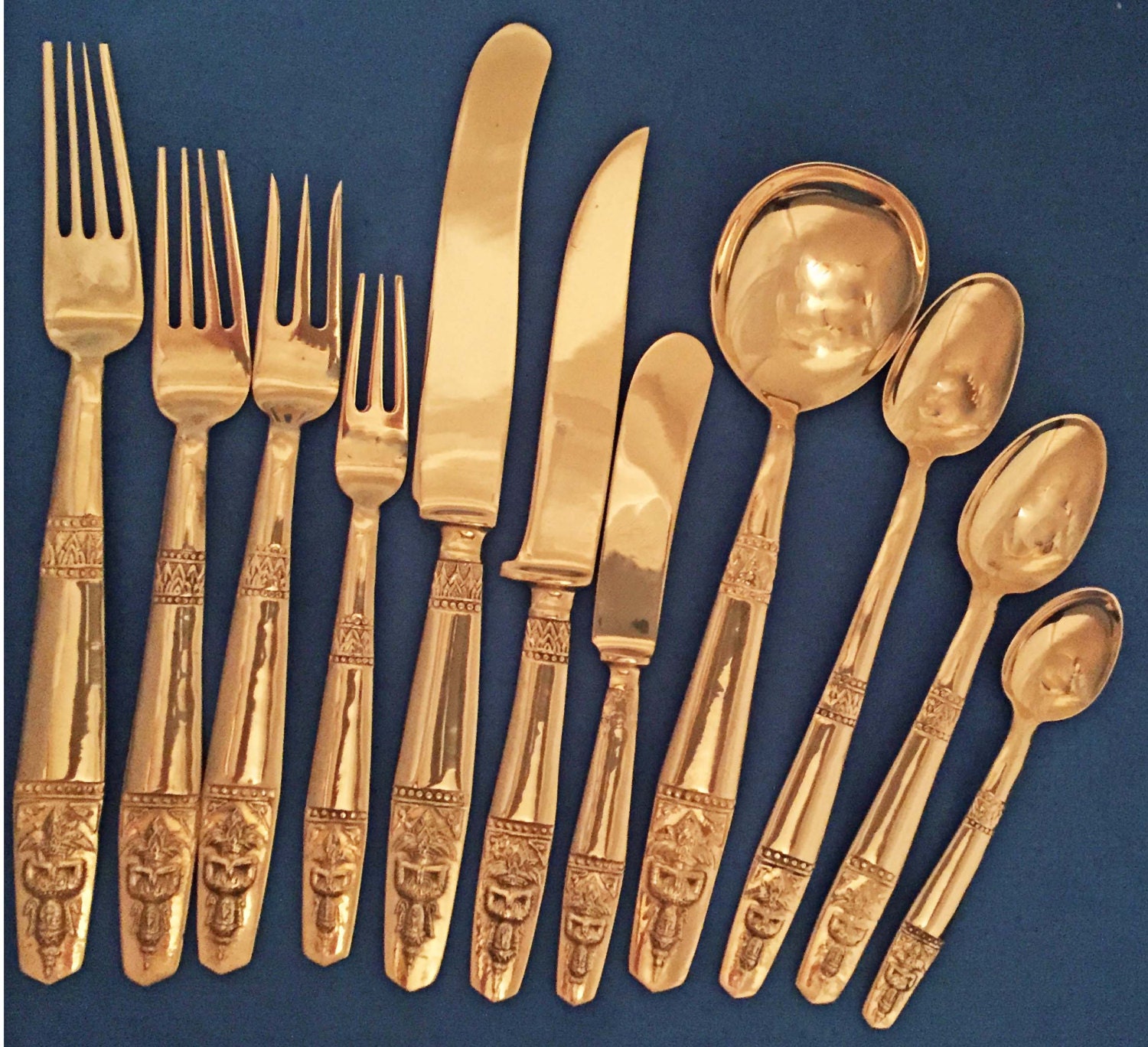 Pc Service For Polished Thai Bronze Vintage Flatware