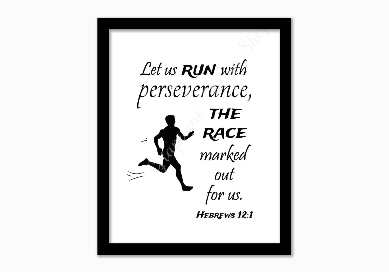 Scripture Print Let Us Run With Perseverance Print Hebrews