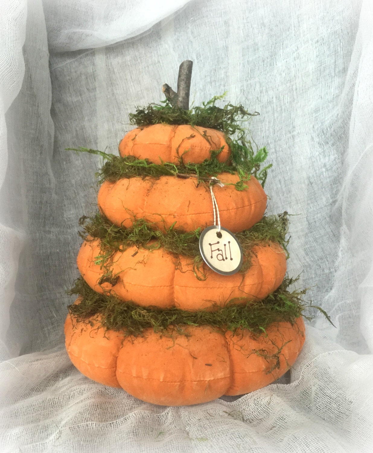 Stacked Fabric Pumpkin Fall Decor Handmade Pumpkin