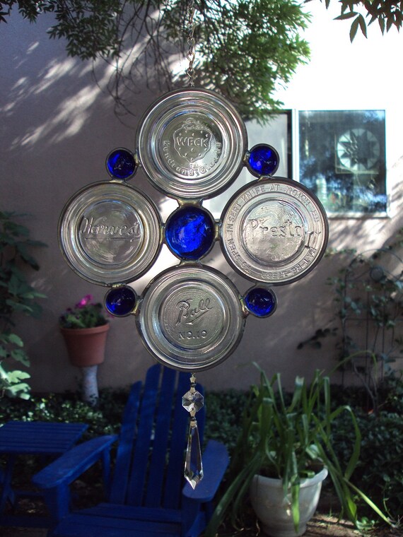 Colbalt Blue Antique Canning Jar Lid Suncatcher