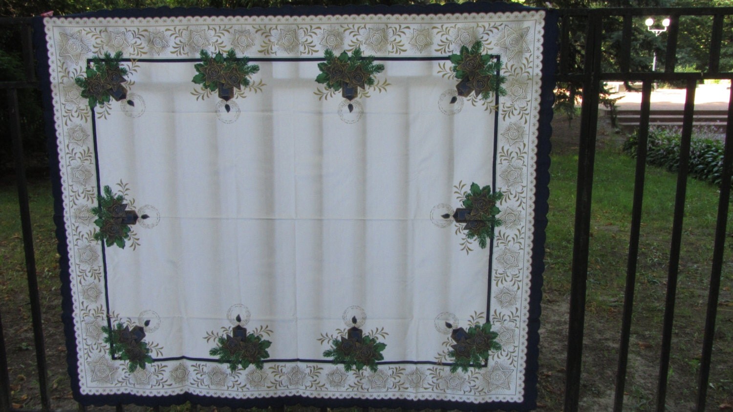 Christmas Party Table Decor White Cotton Linen, Christmas Decor Living Room Tabl