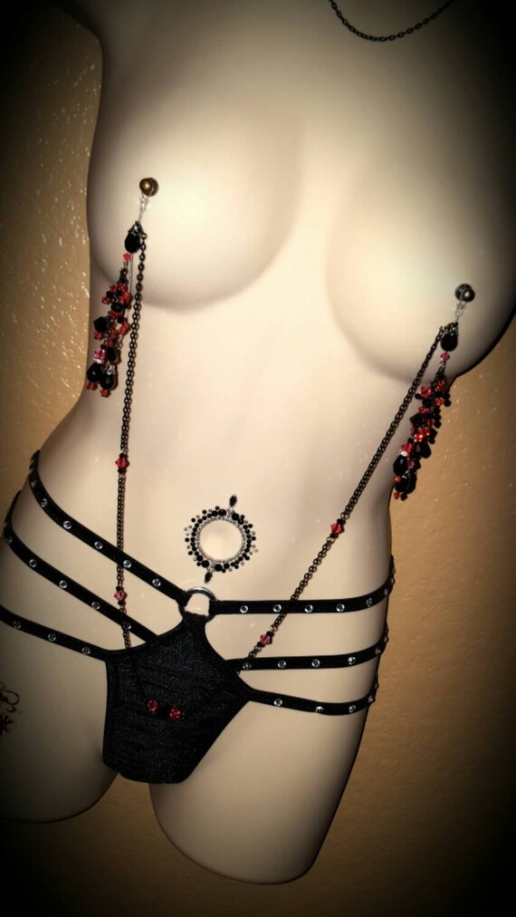 Nipple Jewelry Non Pierced Sexy Body Chains Pink And Black