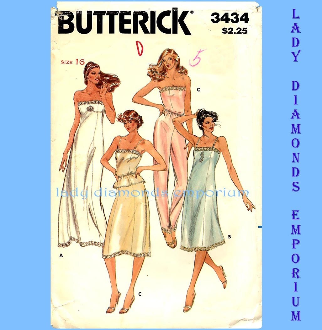 Butterick 3434 Womens Sexy Lingerie Camisole Full Slip Half