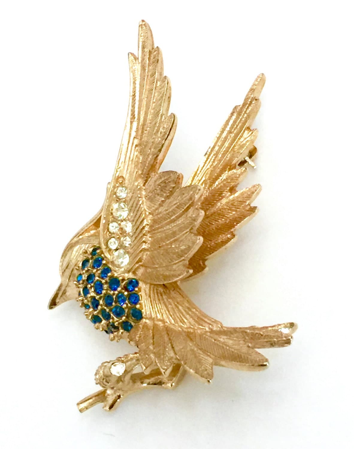 On Hold IS Marcel Boucher Bird Brooch Textured Gold Tone